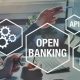 Palavras Open Banking em um painel virtual